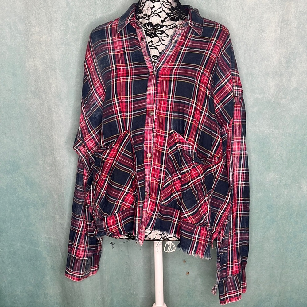 Zara Women Snap Button Plaid Top